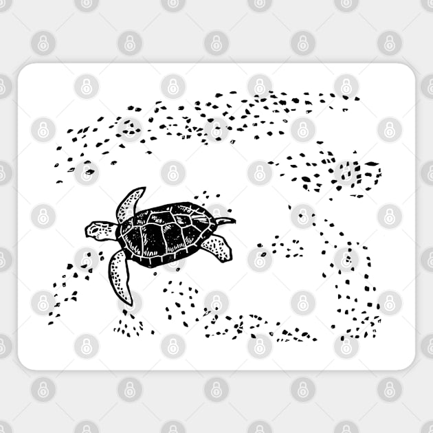 8.3 Million, Ocean Sea Turtle with Microplastic (Black Ink Version) Magnet by LaForma